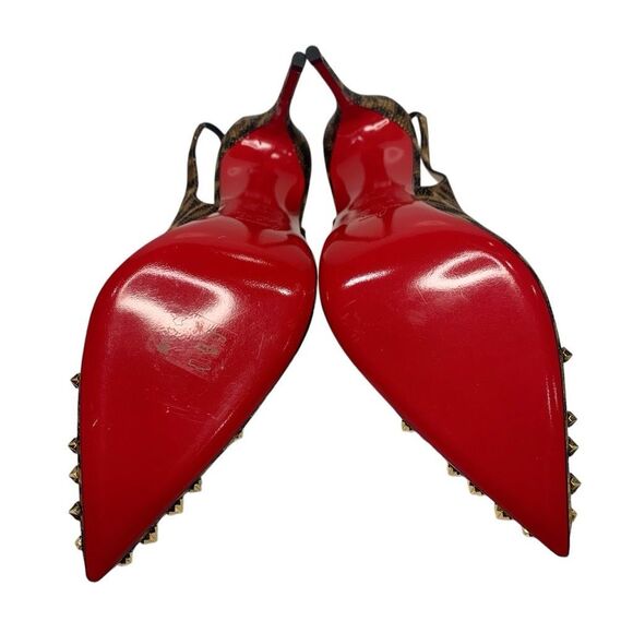 Christian Louboutin Drama Sling 100 Lurex Panthere Stud Pump EU 40 US 10 Heels - Picture 9 of 10